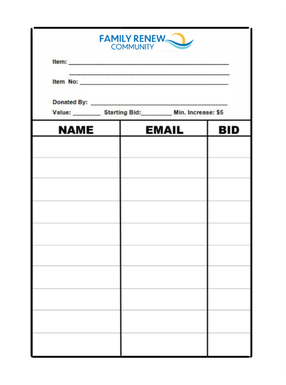 Bidding Form