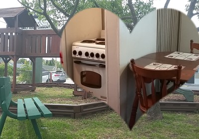 Little boy’s joy? A fridge and stove
